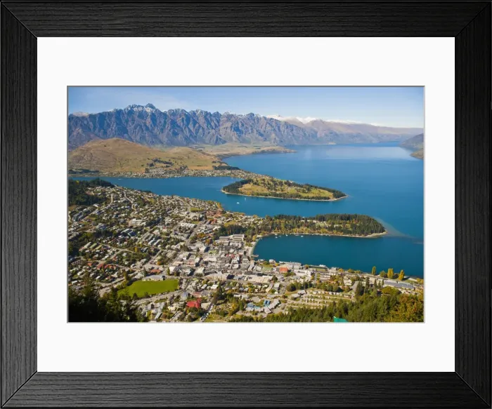 Framed Print : Aerial view of Queenstown, Lake Wakatipu and the Remarkables Mountain Range, Otago, South Island, New Zealand, Pacific Framed Print : Aerial view of Queenstown, Lake Wakatipu and the Remarkables Mountain Range, Otago, South Island, New Zealand, Pacific