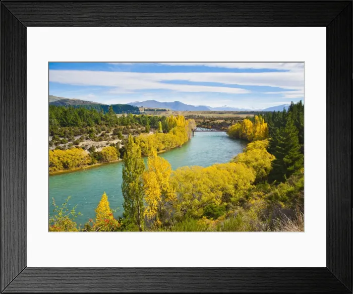 Framed Print : Caravan crossing a bridge on the Clutha River in autumn, Wanaka, South Island, New Zealand, Pacific Framed Print : Caravan crossing a bridge on the Clutha River in autumn, Wanaka, South Island, New Zealand, Pacific