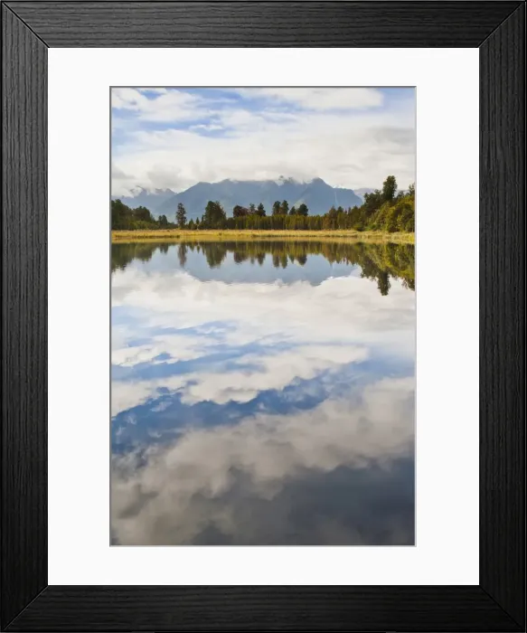 Framed Print : Reflections at Lake Matheson, Westland National Park, UNESCO World Heritage Site, South Island, New Zealand, Pacific Framed Print : Reflections at Lake Matheson, Westland National Park, UNESCO World Heritage Site, South Island, New Zealand, Pacific