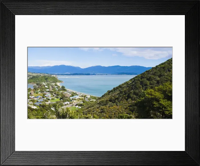 Framed Print : Elevated view of Pohara Beach, Golden Bay, South Island, New Zealand Framed Print : Elevated view of Pohara Beach, Golden Bay, South Island, New Zealand