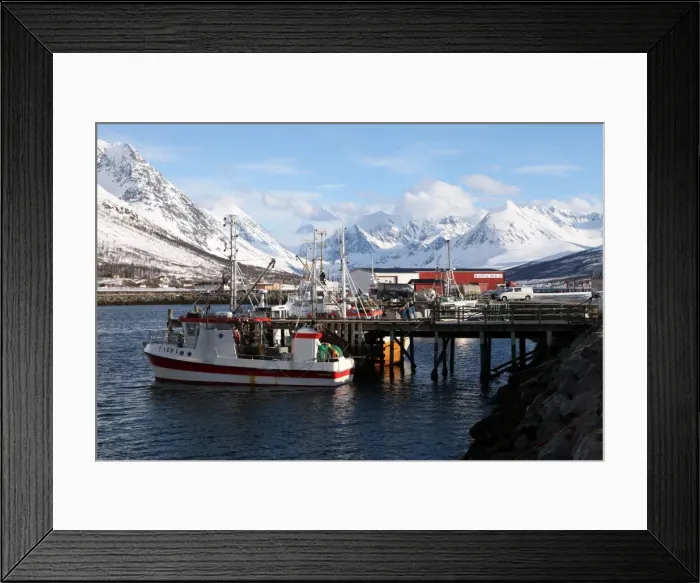 Framed Print : Fishing boats and Lyngen Alps, Troms, Norway, Scandinavia, Europe Framed Print : Fishing boats and Lyngen Alps, Troms, Norway, Scandinavia, Europe