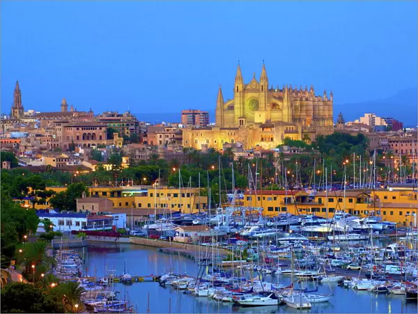 Cathedral and Harbour, Palma, Mallorca, Spain, Europe