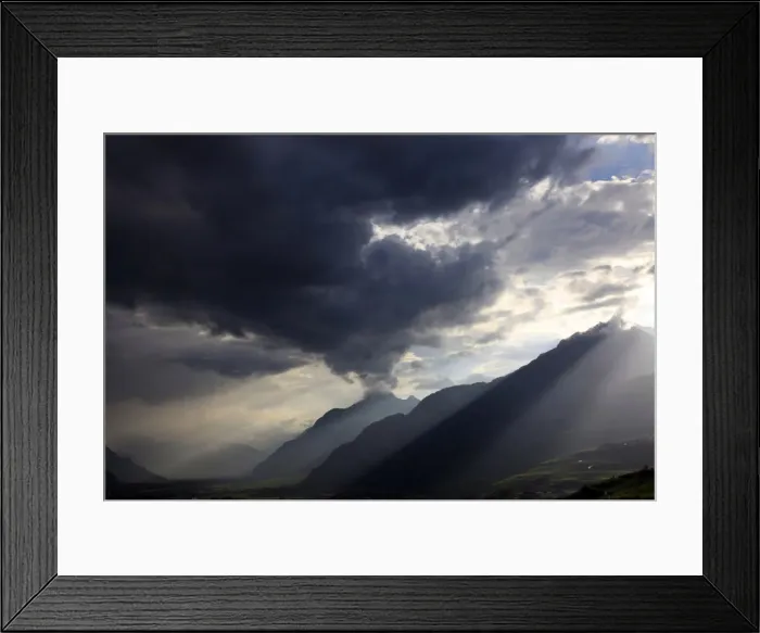 Framed Print : Summer storm clearing over the mountains of the Valais region, Swiss Alps, Switzerland, Europe Framed Print : Summer storm clearing over the mountains of the Valais region, Swiss Alps, Switzerland, Europe