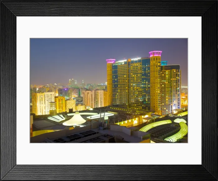 Framed Print : Grand Millennium Hotel and Al Wahda Mall at dusk, Abu Dhabi, United Arab Emirates, Middle East Framed Print : Grand Millennium Hotel and Al Wahda Mall at dusk, Abu Dhabi, United Arab Emirates, Middle East