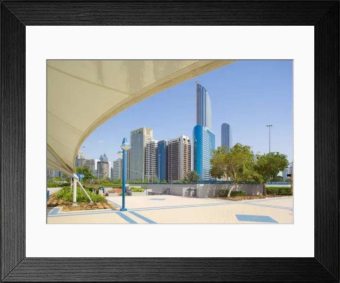 Framed Print : Contemporary architecture along the Corniche, Abu Dhabi, United Arab Emirates, Middle East Framed Print : Contemporary architecture along the Corniche, Abu Dhabi, United Arab Emirates, Middle East