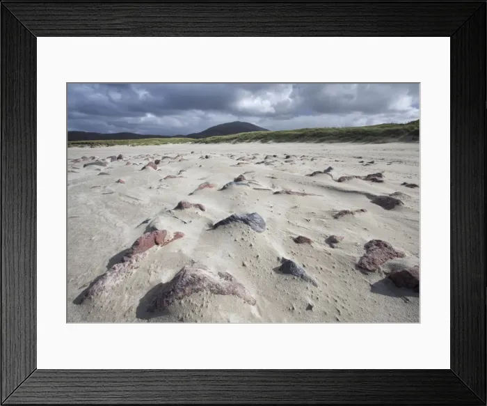 Framed Print : Uig Beach with patterns in the foreground created by wind blowing the sand, Isle of Lewis, Outer Hebrides, Scotland, United Kingdom, Europe Framed Print : Uig Beach with patterns in the foreground created by wind blowing the sand, Isle of Lewis, Outer Hebrides, Scotland, United Kingdom, Europe