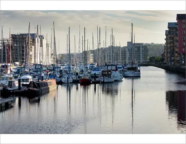 Boats moored in the newly completed marina in Portishead, Somerset, England, United Kingdom, Europe