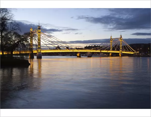 Albert Bridge over the River Thames, Chelsea, London, England, United Kingdom, Europe