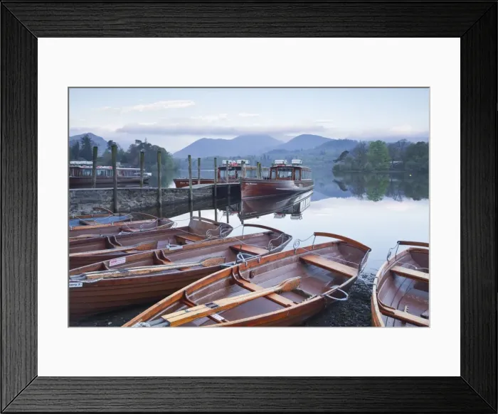 Framed Print : Boats at the edge of Derwent Water in the Lake District National Park, Cumbria, England, United Kingdom, Europe Framed Print : Boats at the edge of Derwent Water in the Lake District National Park, Cumbria, England, United Kingdom, Europe