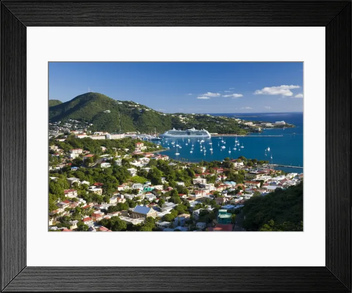 Framed Print : Elevated view over Charlotte Amalie, St. Thomas, U. S. Virgin Islands, Leeward Islands, West Indies, Caribbean, Central America Framed Print : Elevated view over Charlotte Amalie, St. Thomas, U. S. Virgin Islands, Leeward Islands, West Indies, Caribbean, Central America