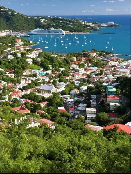 Elevated view over Charlotte Amalie, St. Thomas, U. S. Virgin Islands, Leeward Islands, West Indies, Caribbean, Central America