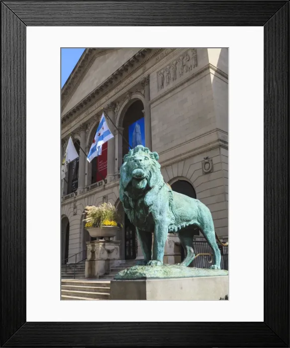 Framed Print : One of two bronze lion statues outside the Art Institute of Chicago, Chicago, Illinois, United States of America, North America Framed Print : One of two bronze lion statues outside the Art Institute of Chicago, Chicago, Illinois, United States of America, North America