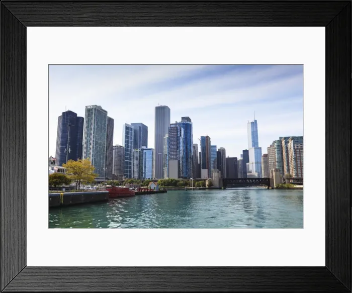 Framed Print : City skyline from the Chicago River, Chicago, Illinois, United States of America, North America Framed Print : City skyline from the Chicago River, Chicago, Illinois, United States of America, North America