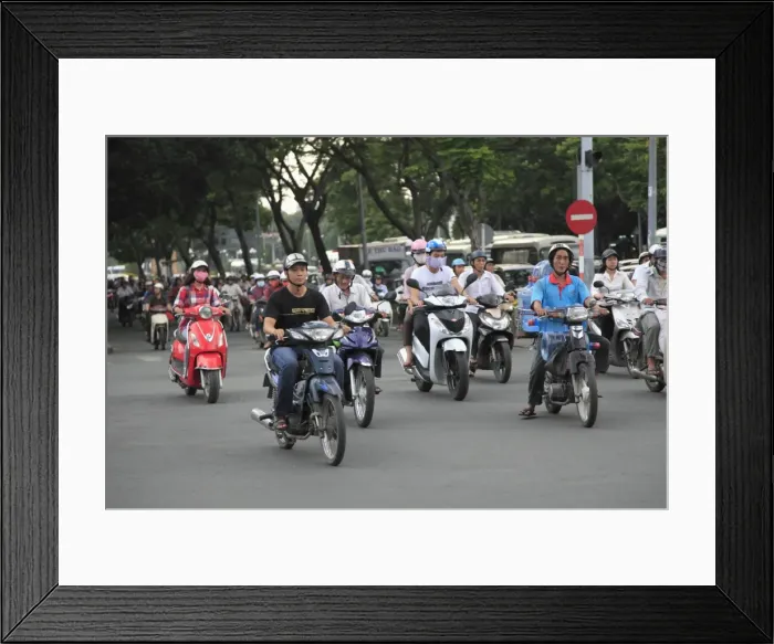 Framed Print : Traffic, motorbikes, Le Loi Boulevard, Ho Chi Minh City (Saigon), Vietnam, Indochina, Southeast Asia, Asia Framed Print : Traffic, motorbikes, Le Loi Boulevard, Ho Chi Minh City (Saigon), Vietnam, Indochina, Southeast Asia, Asia