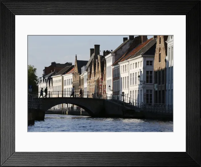 Framed Print : Old buildings on canal, Bruges, West Flanders, Belgium, Europe