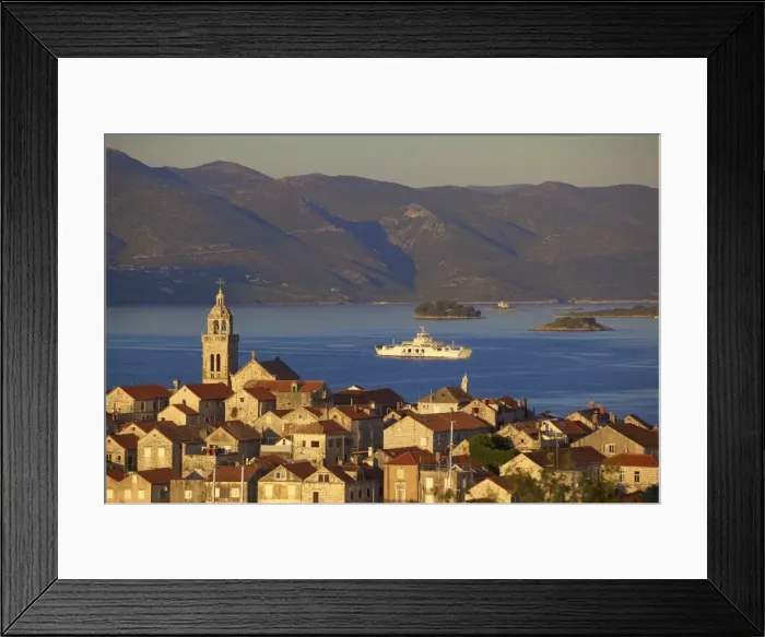 Framed Print : View over Korcula Town, Korcula, Dalmatian Coast, Croatia, Europe Framed Print : View over Korcula Town, Korcula, Dalmatian Coast, Croatia, Europe