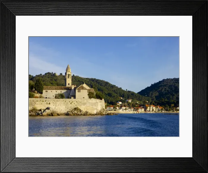 Framed Print : St. Marys Church and Franciscan Monastery on the island of Lopud, South Dalmatia, Croatia, Europe