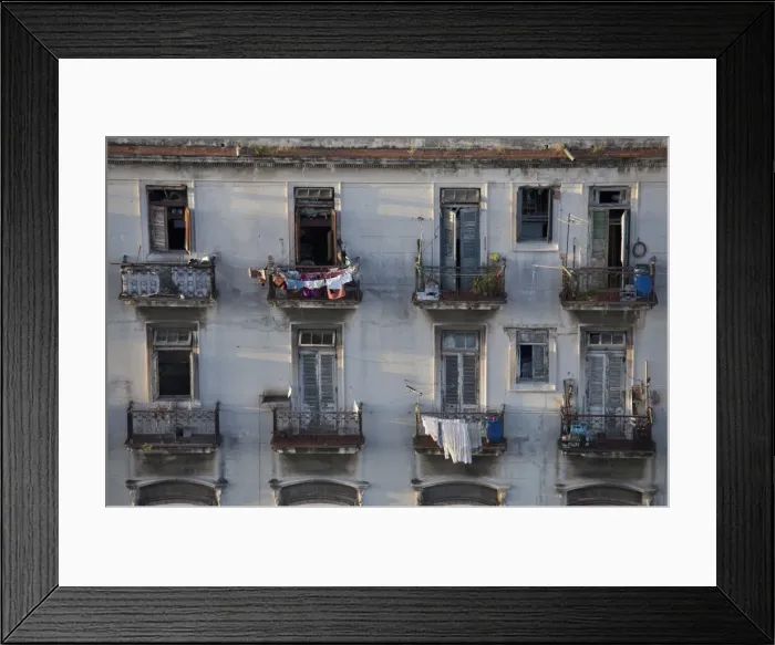 Framed Print : Balconies of a dilapidated apartment building, Havana Centro, Cuba Framed Print : Balconies of a dilapidated apartment building, Havana Centro, Cuba