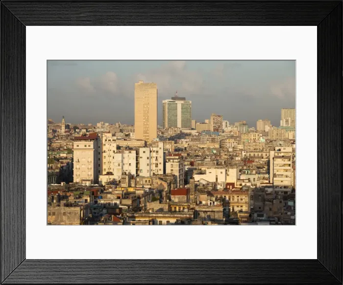 Framed Print : View over Havana Centro showing the citys dilapidated buildings, from the 9th floor restaurant of Hotel Seville, Havana Centro, Cuba