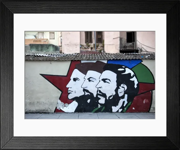 Framed Print : Revolutionary mural painted on wall, Havana Centro, Havana, Cuba, West Indies, Central America