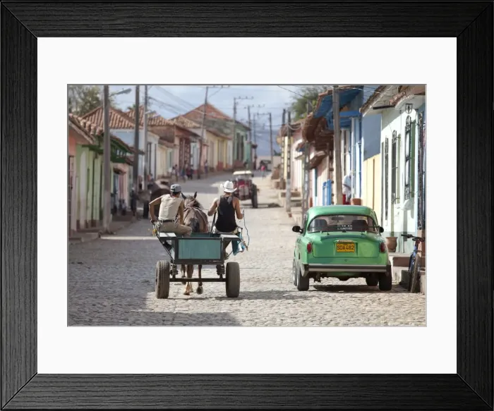 Framed Print : Horse and cart and vintage American car on cobbled street in the historic centre of Trinidad, UNESCO World Heritage Site, Cuba, West Indies, Central America Framed Print : Horse and cart and vintage American car on cobbled street in the historic centre of Trinidad, UNESCO World Heritage Site, Cuba, West Indies, Central America