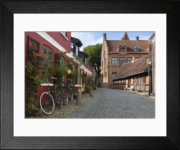 Framed Print : Cobblestone alley in the old town, Ribe, Jutland, Denmark, Scandinavia, Europe Framed Print : Cobblestone alley in the old town, Ribe, Jutland, Denmark, Scandinavia, Europe
