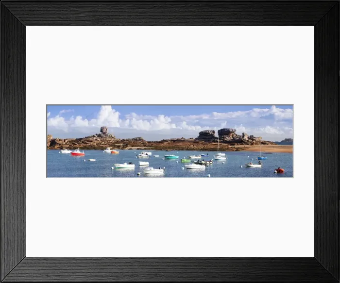 Framed Print : The Natural monument Le De and fishing boats, Tregastel, Cotes d Armor, Brittany, France, Europe Framed Print : The Natural monument Le De and fishing boats, Tregastel, Cotes d Armor, Brittany, France, Europe
