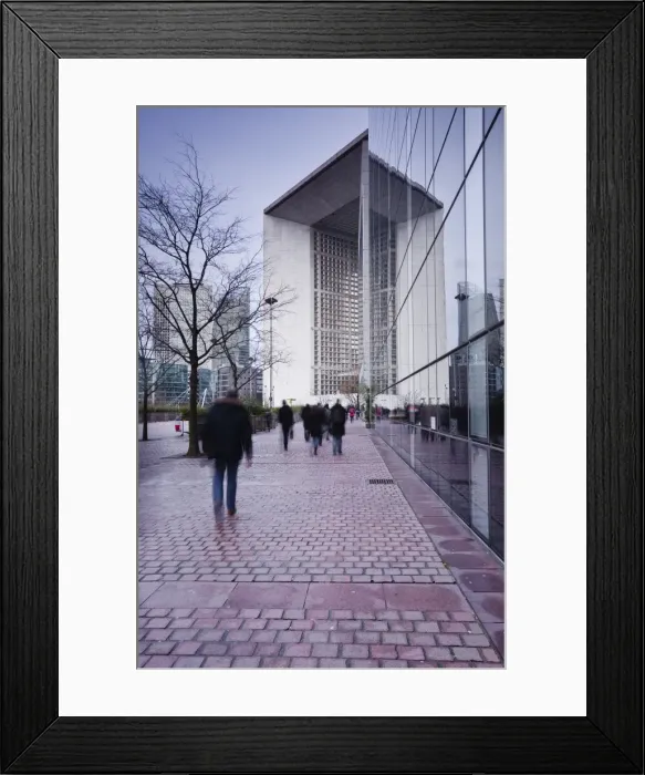 Framed Print : Commuters leaving work in the La Defense area with La Grande Arche in the background, Paris, France, Europe Framed Print : Commuters leaving work in the La Defense area with La Grande Arche in the background, Paris, France, Europe