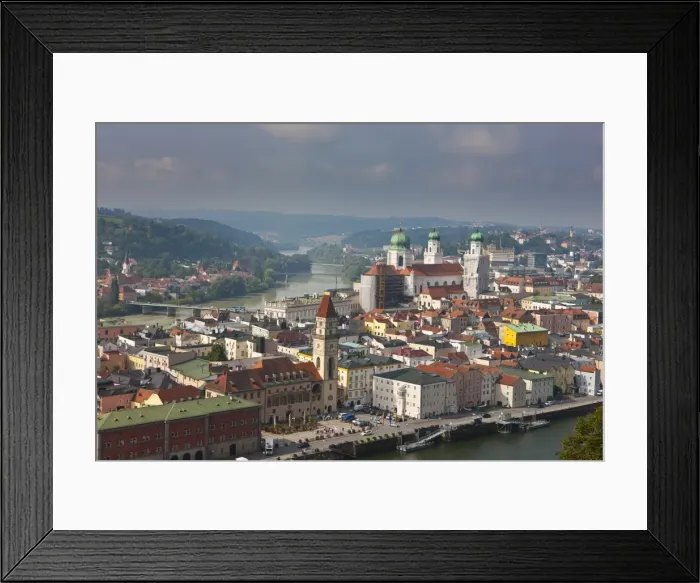 Framed Print : View over the River Danube and Passau, Bavaria, Germany, Europe Framed Print : View over the River Danube and Passau, Bavaria, Germany, Europe