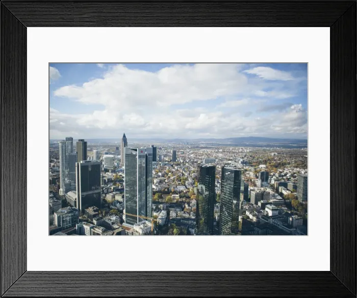 Framed Print : High angle view of financial centre, Frankfurt-am-Main, Hesse, Germany, Europe Framed Print : High angle view of financial centre, Frankfurt-am-Main, Hesse, Germany, Europe