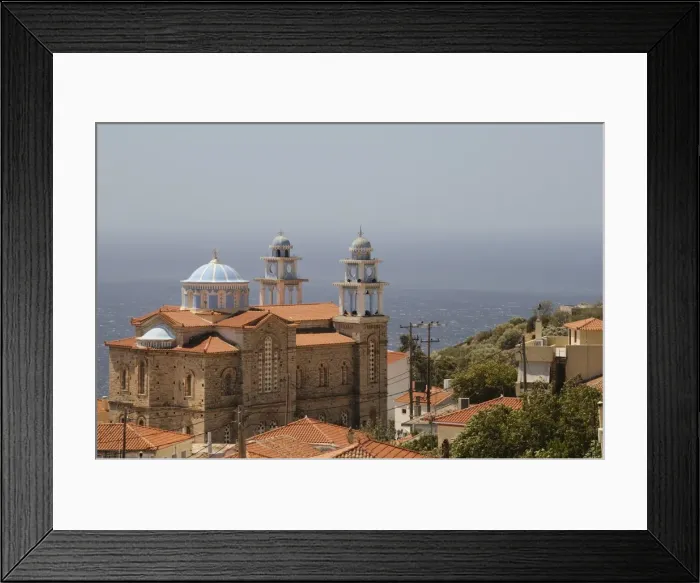 Framed Print : Overview of Marathokambos church with the Aegean Sea in the background, Samos, Eastern Sporades, Greek Islands, Greece, Europe Framed Print : Overview of Marathokambos church with the Aegean Sea in the background, Samos, Eastern Sporades, Greek Islands, Greece, Europe