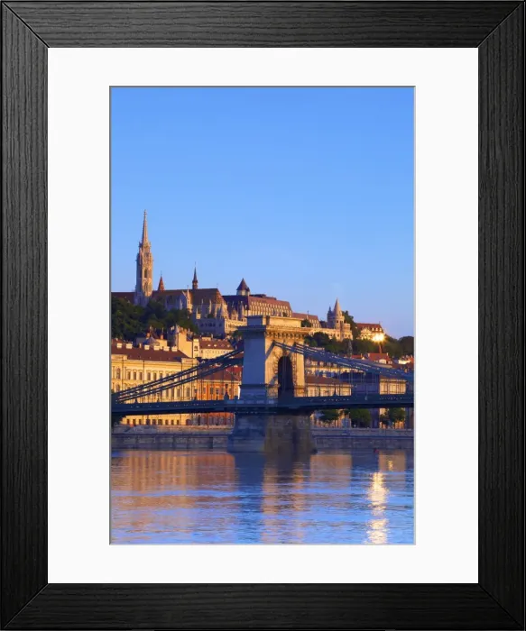Framed Print : Chain Bridge, Matyas Church (Matthias Church) and Fishermans Bastion, Budapest, Hungary, Europe Framed Print : Chain Bridge, Matyas Church (Matthias Church) and Fishermans Bastion, Budapest, Hungary, Europe