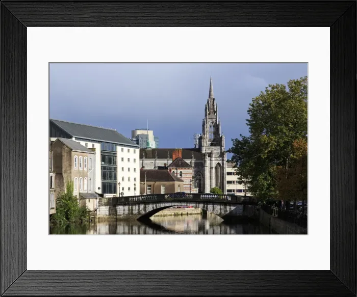 Framed Print : Holy Trinity Church and River Lee, Cork City, County Cork, Munster, Republic of Ireland, Europe