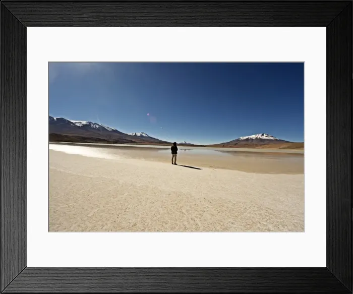 Framed Print : At the edge of a salt lake high in the Bolivian Andes, Bolivia, South America Framed Print : At the edge of a salt lake high in the Bolivian Andes, Bolivia, South America