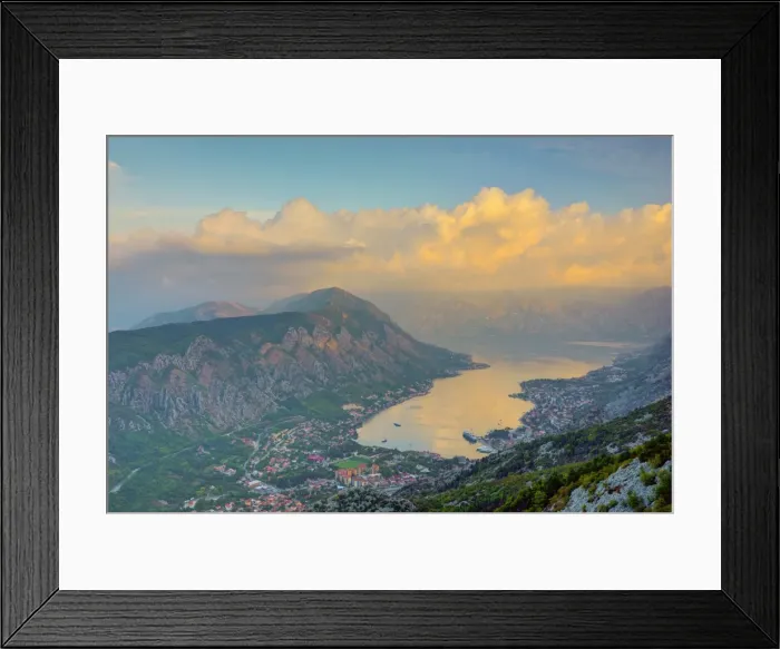 Framed Print : Kotor town in foreground, Bay of Kotor, UNESCO World Heritage Site, Montenegro, Europe Framed Print : Kotor town in foreground, Bay of Kotor, UNESCO World Heritage Site, Montenegro, Europe