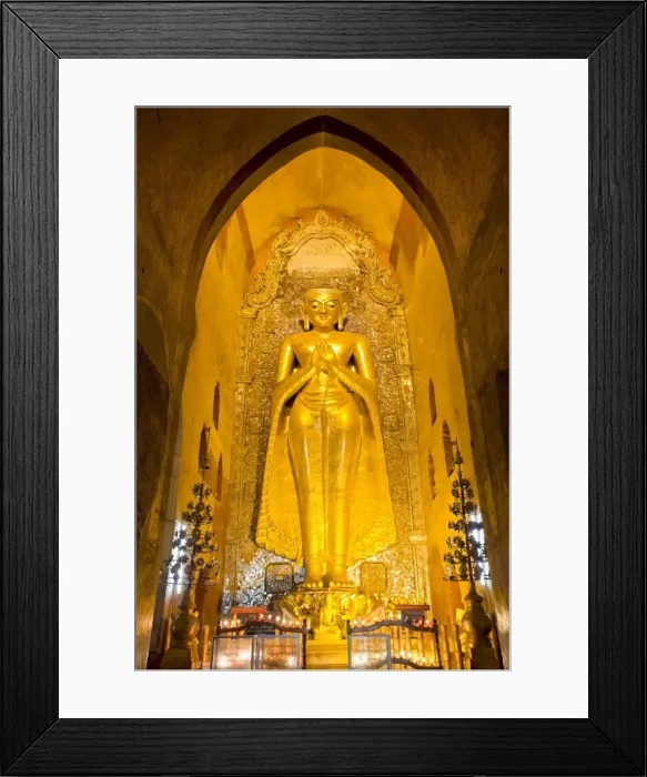 Framed Print : Golden Buddha image standing 33ft tall inside Ananda Paya, Bagan, Myanmar (Burma), Southeast Asia Framed Print : Golden Buddha image standing 33ft tall inside Ananda Paya, Bagan, Myanmar (Burma), Southeast Asia
