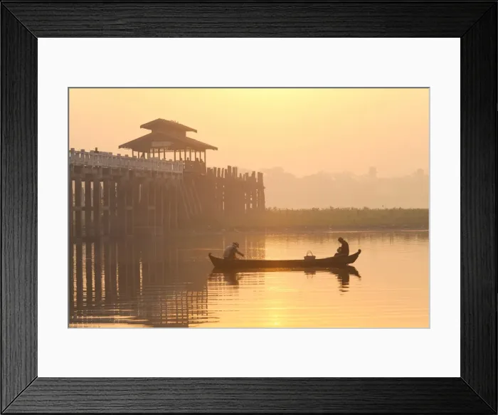 Framed Print : Fishermen on Taungthaman Lake in dawn mist, near U Bein Bridge, Amarapura, near Mandalay, Myanmar (Burma), Asia Framed Print : Fishermen on Taungthaman Lake in dawn mist, near U Bein Bridge, Amarapura, near Mandalay, Myanmar (Burma), Asia