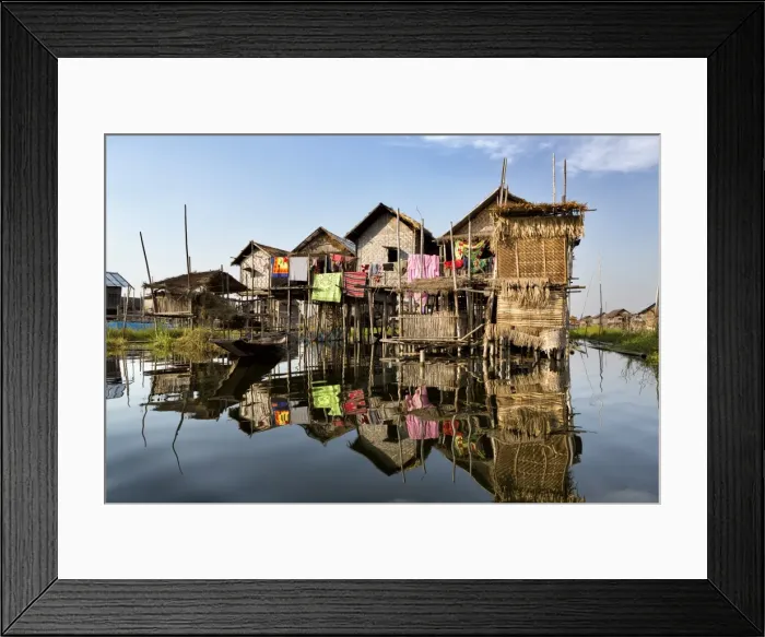 Framed Print : Houses built on stilts in the village of Nampan on the edge of Inle Lake, Myanmar (Burma), Southeast Asia Framed Print : Houses built on stilts in the village of Nampan on the edge of Inle Lake, Myanmar (Burma), Southeast Asia