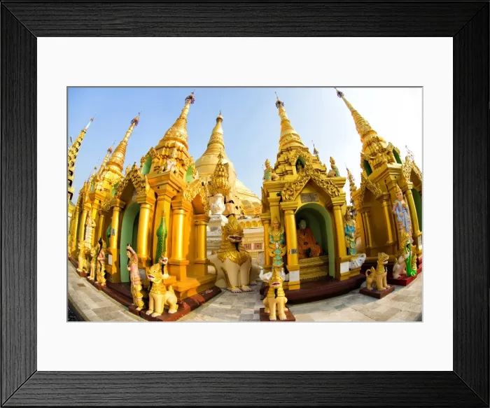 Framed Print : Fisheye image of shrines at Shwedagon Paya (Pagoda), Yangon (Rangoon), Myanmar (Burma), Asia Framed Print : Fisheye image of shrines at Shwedagon Paya (Pagoda), Yangon (Rangoon), Myanmar (Burma), Asia