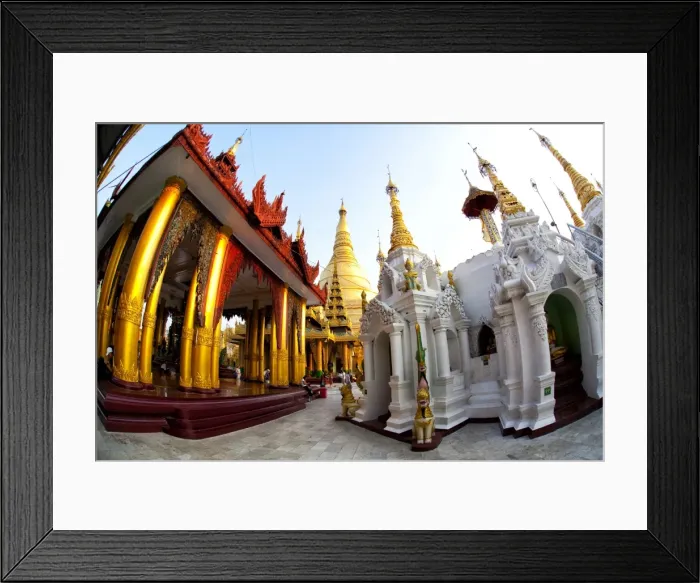 Framed Print : Fisheye image of temples and shrines at Shwedagon Paya (Pagoda), Yangon (Rangoon), Myanmar (Burma), Asia Framed Print : Fisheye image of temples and shrines at Shwedagon Paya (Pagoda), Yangon (Rangoon), Myanmar (Burma), Asia