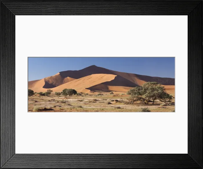 Framed Print : Panoramic view of the Ancient orange sand dunes of the Namib Desert at Sossusvlei, near Sesriem, Namib Naukluft Park, Namibia, Africa Framed Print : Panoramic view of the Ancient orange sand dunes of the Namib Desert at Sossusvlei, near Sesriem, Namib Naukluft Park, Namibia, Africa