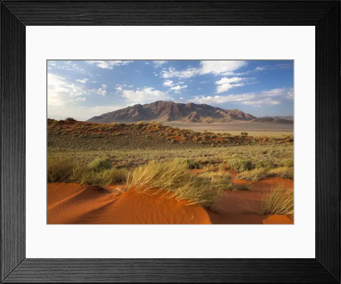 Framed Print : View across landscape of sand dunes and mountains at Wolwedans, part of Namib Rand game reserve, Namib Naukluft Park, Namibia, Africa Framed Print : View across landscape of sand dunes and mountains at Wolwedans, part of Namib Rand game reserve, Namib Naukluft Park, Namibia, Africa