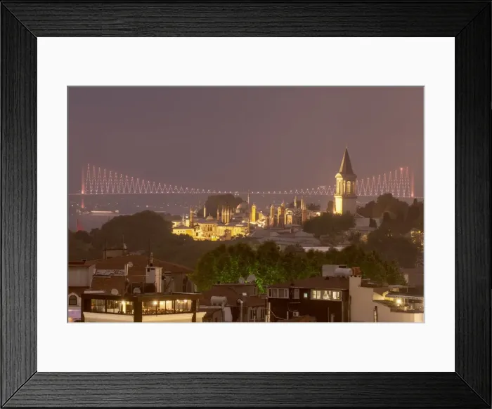 Framed Print : Topkapi Palace and Bosphorus bridge at night, Istanbul, Turkey, Europe Framed Print : Topkapi Palace and Bosphorus bridge at night, Istanbul, Turkey, Europe