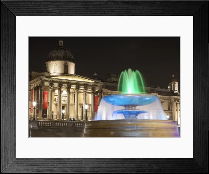 Framed Print : The National Gallery and fountain in Trafalgar Square at night, London, England, United Kingdom, Europe Framed Print : The National Gallery and fountain in Trafalgar Square at night, London, England, United Kingdom, Europe