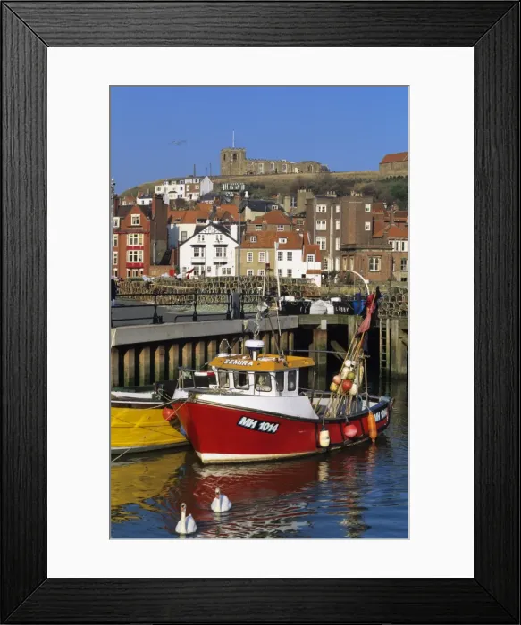 Framed Print : View over fishing harbour to St. Marys Church, Whitby, Yorkshire, England, United Kingdom, Europe Framed Print : View over fishing harbour to St. Marys Church, Whitby, Yorkshire, England, United Kingdom, Europe