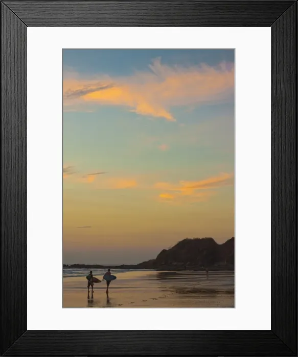 Framed Print : Surfers at sunset on Playa Guiones surf beach, Nosara, Nicoya Peninsula, Guanacaste Province, Costa Rica, Central America Framed Print : Surfers at sunset on Playa Guiones surf beach, Nosara, Nicoya Peninsula, Guanacaste Province, Costa Rica, Central America