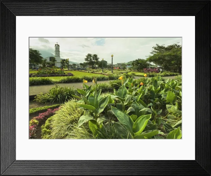 Framed Print : Church and park in this tourist hub town near the hot springs and Arenal Volcano, La Fortuna, Alajuela Province, Costa Rica, Central America Framed Print : Church and park in this tourist hub town near the hot springs and Arenal Volcano, La Fortuna, Alajuela Province, Costa Rica, Central America