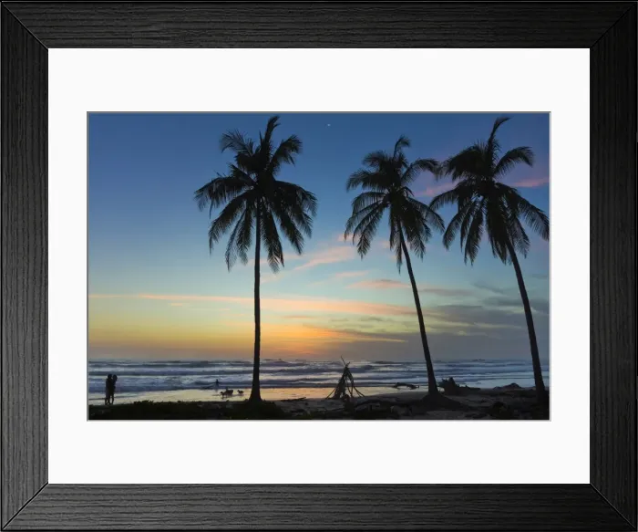 Framed Print : Palm trees at sunset on Playa Guiones surf beach at sunset, Nosara, Nicoya Peninsula, Guanacaste Province, Costa Rica, Central America Framed Print : Palm trees at sunset on Playa Guiones surf beach at sunset, Nosara, Nicoya Peninsula, Guanacaste Province, Costa Rica, Central America
