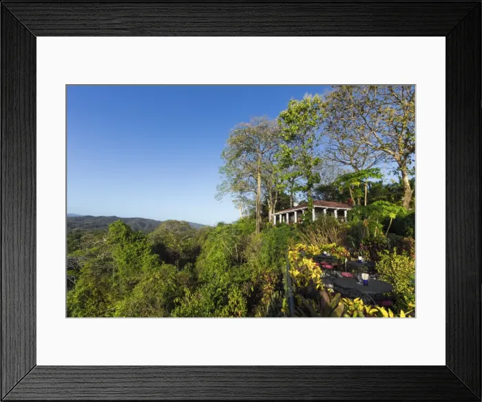 Framed Print : Beautifully situated Lagarto Lodge above the Nosara River mouth, Nosara, Nicoya Peninsula, Guanacaste Province, Costa Rica, Central America