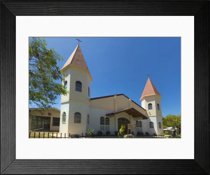 Framed Print : Twin-towered church in the centre of this laid-back village & resort, Samara, Guanacaste Province, Nicoya Peninsula, Costa Rica, Central America Framed Print : Twin-towered church in the centre of this laid-back village & resort, Samara, Guanacaste Province, Nicoya Peninsula, Costa Rica, Central America
